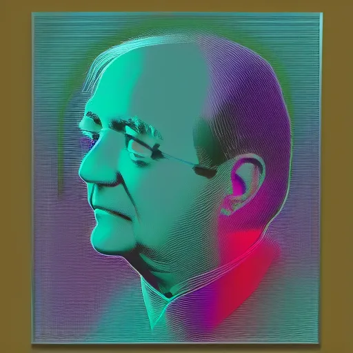 Image similar to individual john von neumann silk screen beeple style