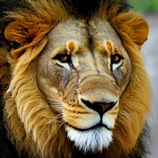 Prompt: Portrait photo of lion Aslan