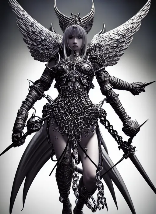 Prompt: complex 3 d render hyper detailed ultra sharp of a beautiful ornate valkyrie angel of death, d & d, medieval dark fantasy, octane render, 8 k, hd, art by takeshi obata & satoshi kon & artgerm & billelis