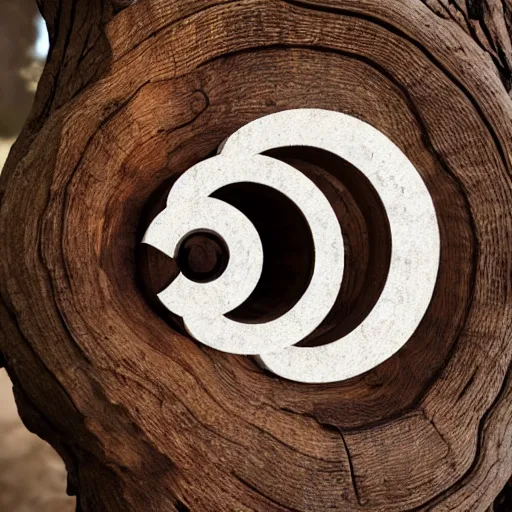 Prompt: Letter O logo of cross section of tree trunk with rings