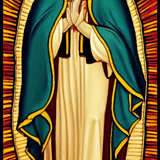 Prompt: virgin mary lady of guadalupe sorrow