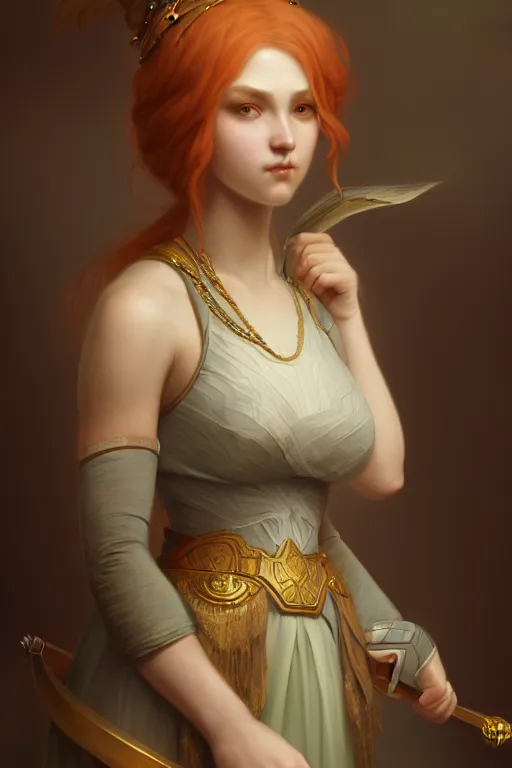 Image similar to a portrait of a fantasy creature, bored, illustration, soft lighting, soft details, painting oil on canvas by Edmund Blair Leighton and Charlie Bowater octane render trending on artstation d&d characters, 4k, 8k, HD