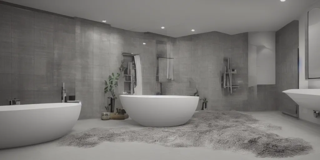 Image similar to modern bathroom but everything is furry, sharp focus, hyper realistic, realistic, hdr, hd, unreal engine, 4 k