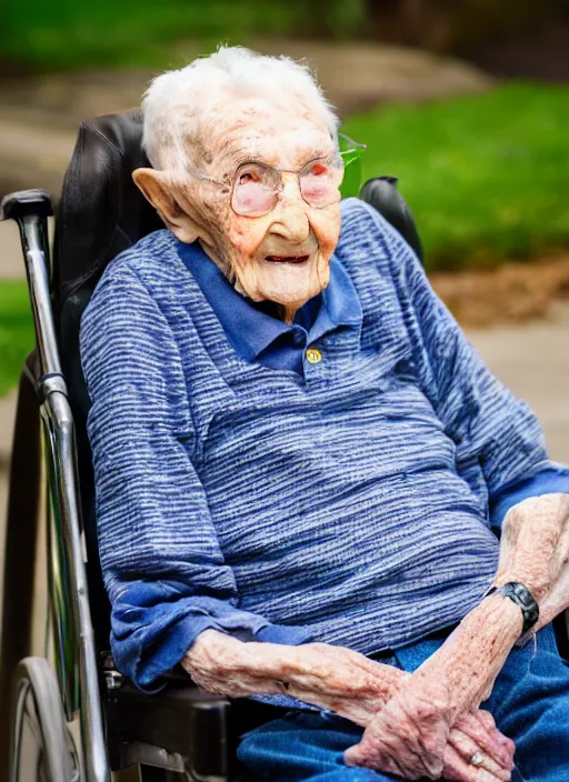 Image similar to dslr photo portrait still of 1 0 2 year old age 1 0 2 james doohan at age 1 0 2!!!, 8 5 mm f 1. 8