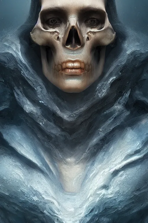 Prompt: atlantis skull, close - up portrait, powerfull, intricate, elegant, volumetric lighting, scenery, digital painting, highly detailed, artstation, sharp focus, illustration, concept art, ruan jia, steve mccurry