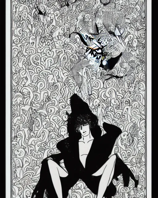 Image similar to the sandman dream of the endless illustrated in the style of aubrey beardsley