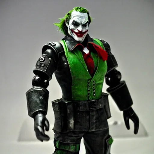 Image similar to the joker wearing power armor, fallout 3, very detailed, very intricate,