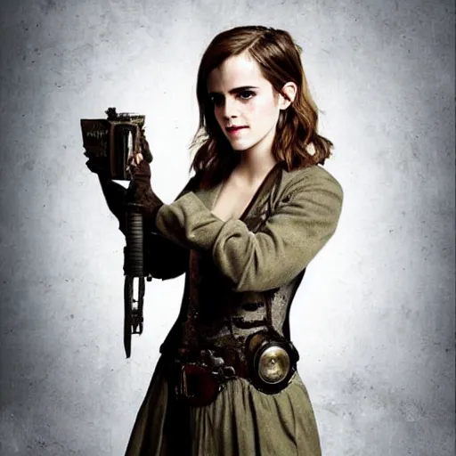 Image similar to emma watson as a steam punk dictator