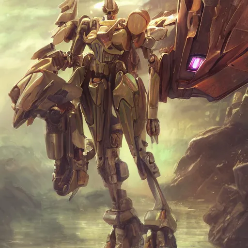 Image similar to futuristic nymphaea mecha waterlily upper body, sepals forming helmet, floral details, nymphaea, 8 k hd resolution, barbatos gundam with floral inlay, mecha box art, star wars, makoto kobayashi, frank gehry, raymond swanland