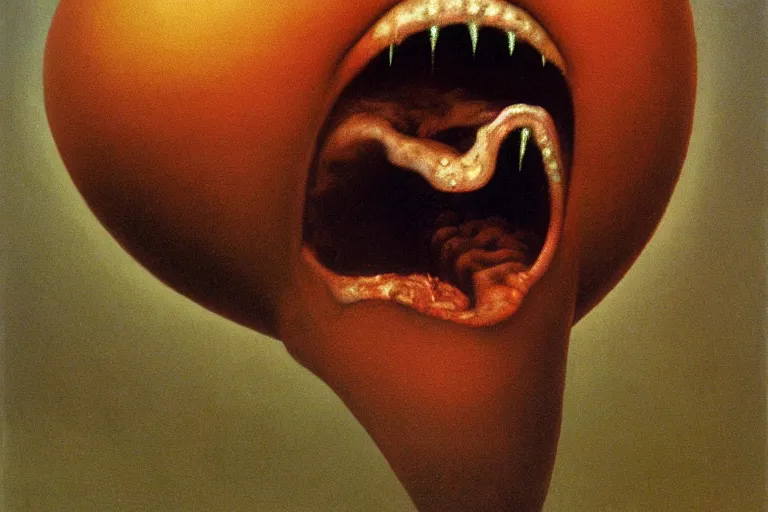 Image similar to zdzislaw beksinski painting of hamburger screaming
