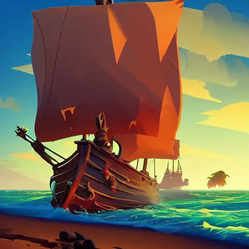 Image similar to painting treasure on sea of thieves game smooth median photoshop filter cutout vector, behance hd by jesper ejsing, by rhads, makoto shinkai and lois van baarle, ilya kuvshinov, rossdraws global illumination