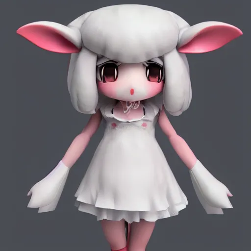 Image similar to cute fumo plush of a sheep girl with horns, anime girl, witch, artstation, vray