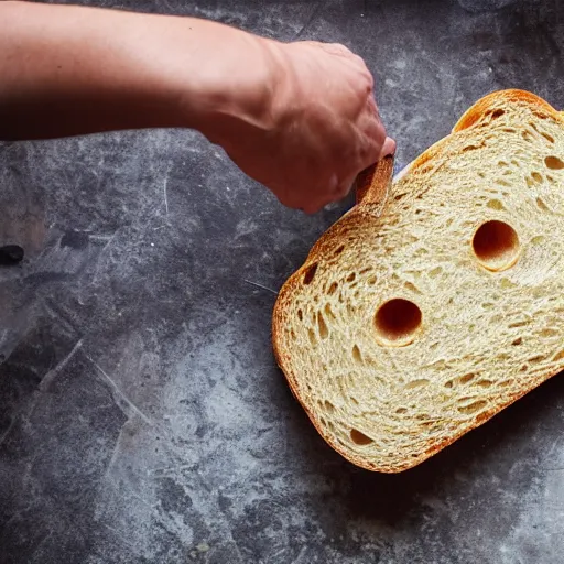 Prompt: dog eating bread