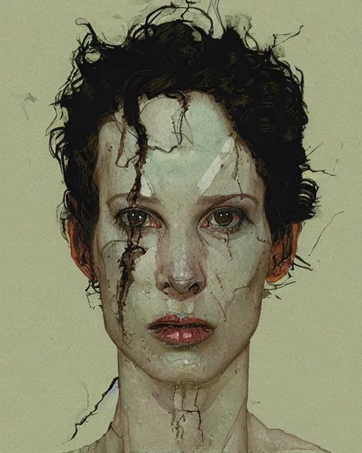 Prompt: portrait of a ripley from alien, by greg rutkowski in the style of egon schiele