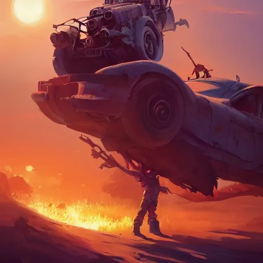 Image similar to hero world mad max, behance hd by jesper ejsing, by rhads, makoto shinkai and lois van baarle, ilya kuvshinov, rossdraws global illumination