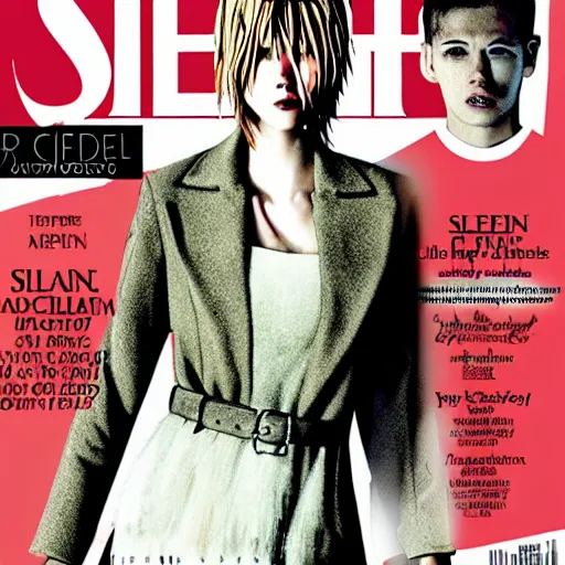 Prompt: silent hill, fashion magazine cover