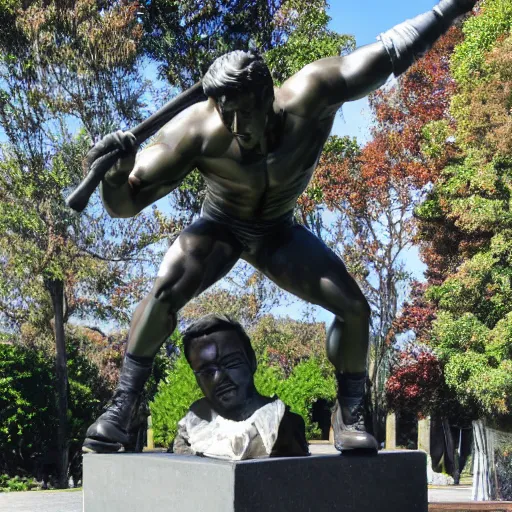 Prompt: Billy Herrington remembrance statue