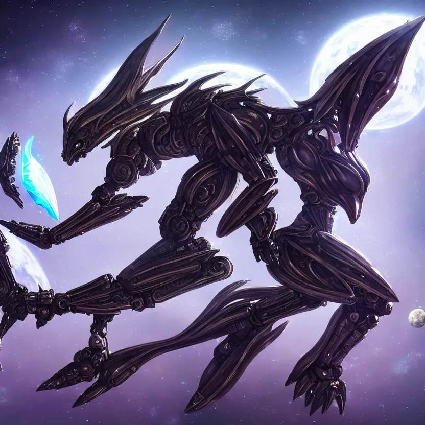 Image similar to goddess shot, galactic sized stunning beautiful anthropomorphic robot mecha female dragon, in space, larger than planets, holding the earth, the earth a mere marble in her claws, detailed silver armor, epic proportions, epic scale, detailed digital art, ultra detailed, furry, macro art, dragon art, giantess, warframe fanart, furaffinity, deviantart, realistic