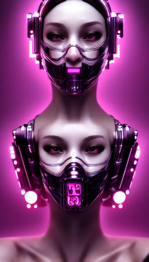 Image similar to face mask on beautiful woman face, cyberpunk art by kuno veeber, cgsociety, computer art, ultra detailed, futuristic, anime aesthetic