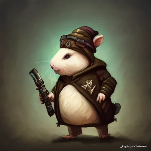 Image similar to cute little anthropomorphic Guinea Pig wearing Gangster outfit, ultra wide lens shot , tiny, small, short, cute and adorable, pretty, beautiful, DnD character art portrait, matte fantasy painting, DeviantArt Artstation, by Jason Felix by Steve Argyle by Tyler Jacobson by Peter Mohrbacher, cinematic lighting