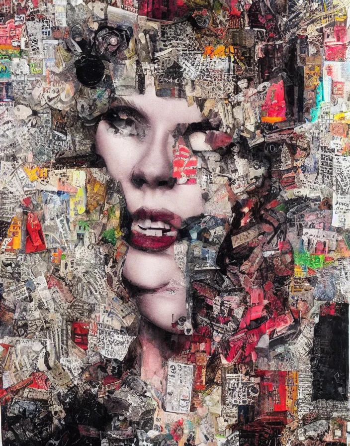 Image similar to deja vu detailed mixed media collage, conteporary art, punk art, realistic face, photorealistic, expressionism, masterpiece, perfect composition, spectacular quality, intricate oil details