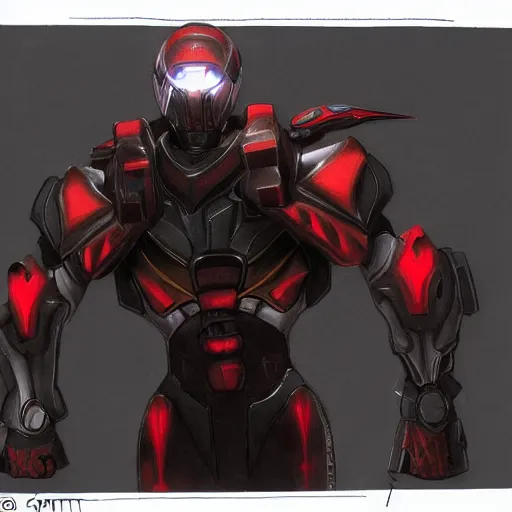 Image similar to Quake 3 arena concept art of Visor drawn by Kenneth Scott