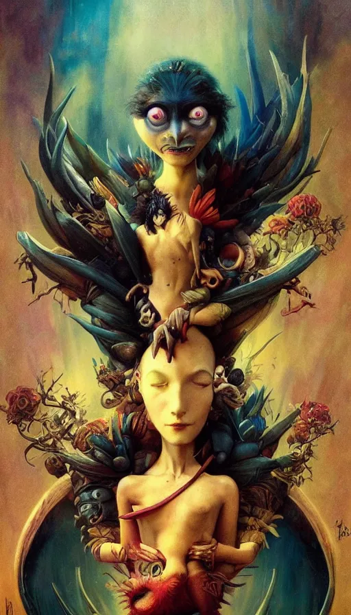 Image similar to exquisite imaginative friendly weird creature poster art humanoid colourful movie art by : : weta studio tom bagshaw james jean frank frazetta