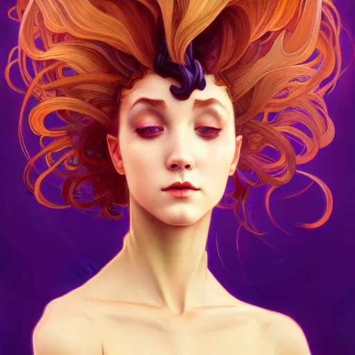 Prompt: bundt ((face)), digital art, cinematic, concept art, 8k, painting, imaginefx, cgsociety, art nouveau, Alphonse Mucha, trending on artstation, medium shot, head shot