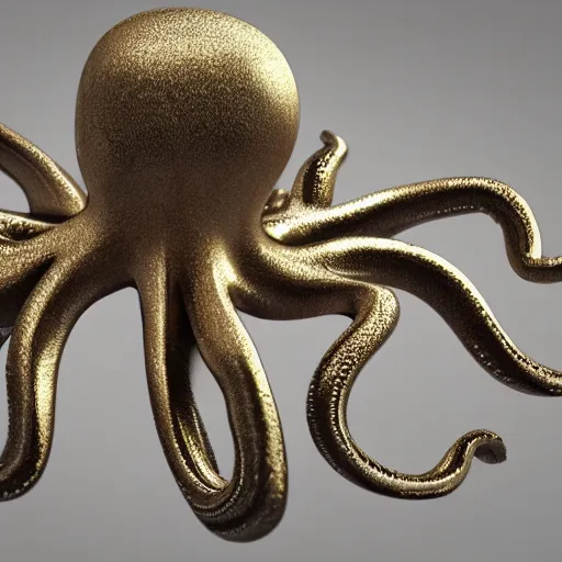 Prompt: 3 d render in blender of a shiny metal octopus with knives on the end of its tentacles