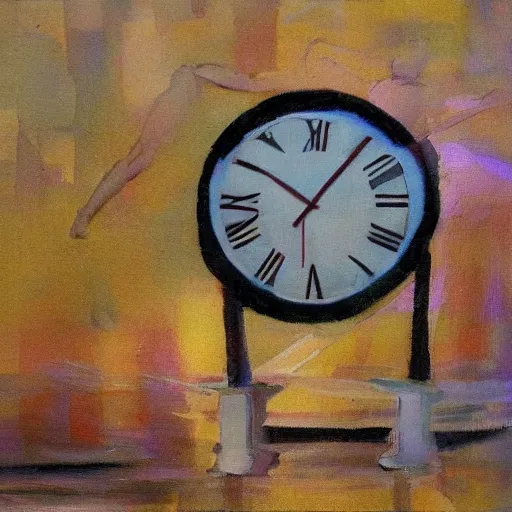 Prompt: impressionist art piece titled clock and junky