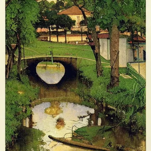 Image similar to Pinheiro River, São Paulo art by Norman Rockwell