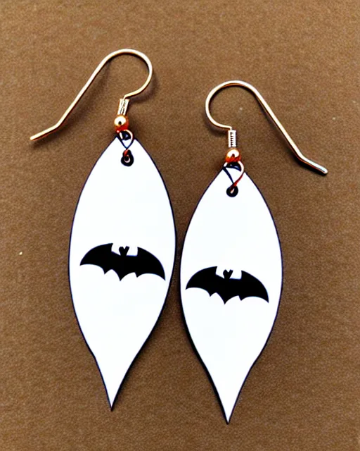 Image similar to spooky cartoon bat, 2 d lasercut earrings,