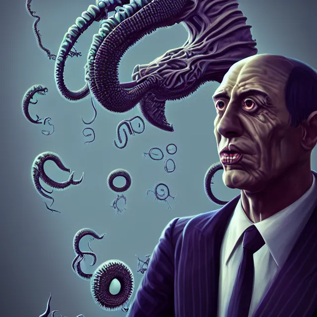 Image similar to portrait of a business man, polycount, surrealism, surrealist, lovecraftian, cosmic horror, high detail