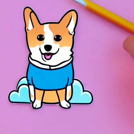 Prompt: Kawaii corgi sticker illustration, soft pastel colors