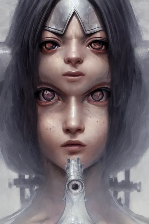 Image similar to battle angel alita, emily browning as alita, d & d, fantasy, portrait, highly detailed, headshot, digital painting, trending on artstation, concept art, sharp focus, illustration, art by artgerm and greg rutkowski and magali villeneuve