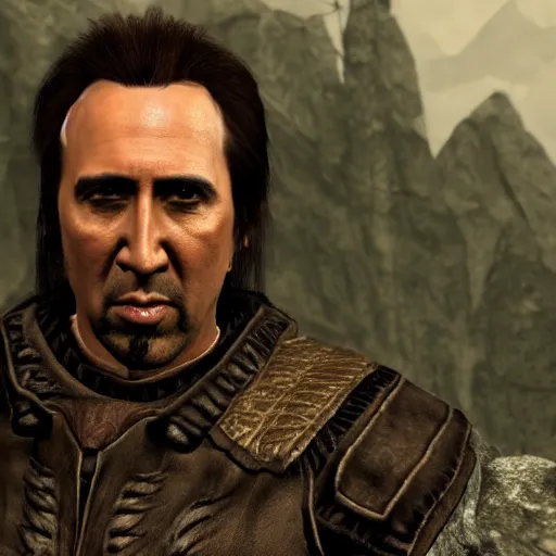 Prompt: Nicholas Cage as a Skyrim character, very detailed, 4k