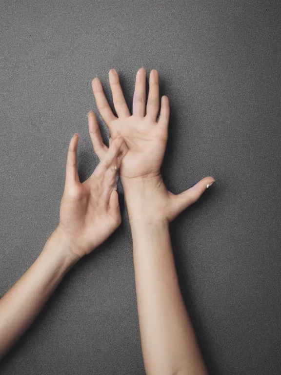 Prompt: photo of one!! detailed woman's hand palm up, instagram photo, studio photo