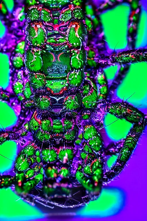 Image similar to high quality macro photo gelatinous spiders! gorgeous highly detailed hannah yata elson peter cinematic neon green lighting high quality low angle hd 8k sharp shallow depth of field