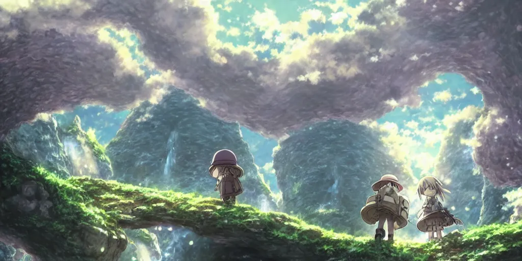 Prompt: made in abyss anime underground landscape art, anime key visual, tag art