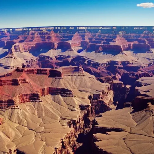 Prompt: view from a helicopter looking down into the grand canyon, photorealistic