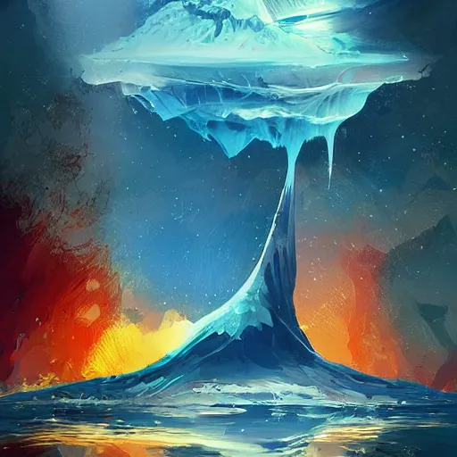Image similar to iceberg floating in space, by anato finnstark, by alena aenami, by john harris, by ross tran, by wlop, by andreas rocha