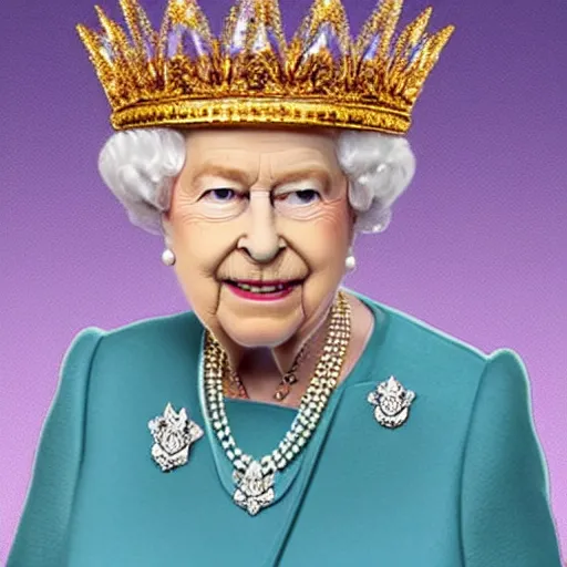 Prompt: the queen of england with a crown is a pineapple with jewels