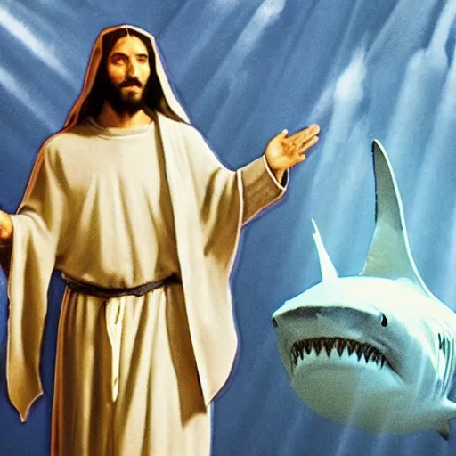 Image similar to shark jesus