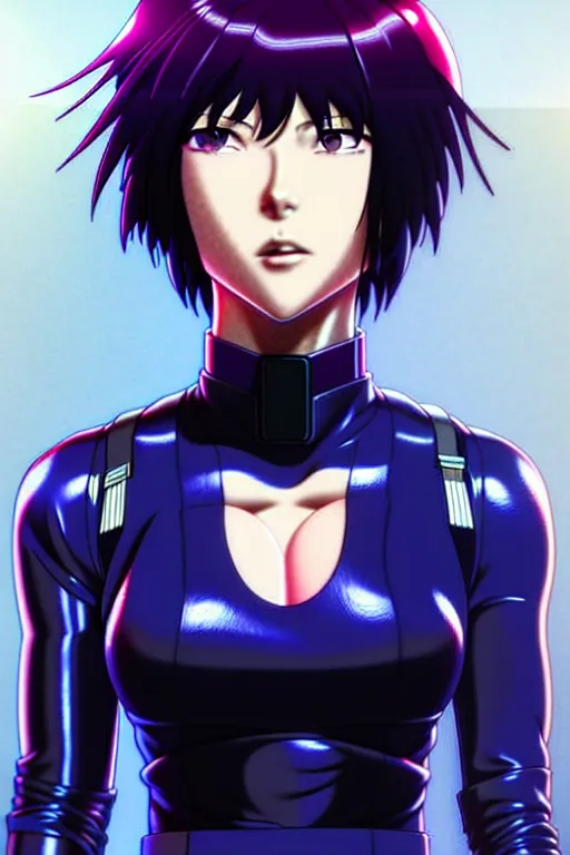 Image similar to a fullbody portrait of motoko kusanagi the major ghost in the shell : : stand alone complex, under repairs, maintenance : : by ilya kuvshinov, rossdraws, artgerm, sola digital arts, anti aliasing, raytracing : :