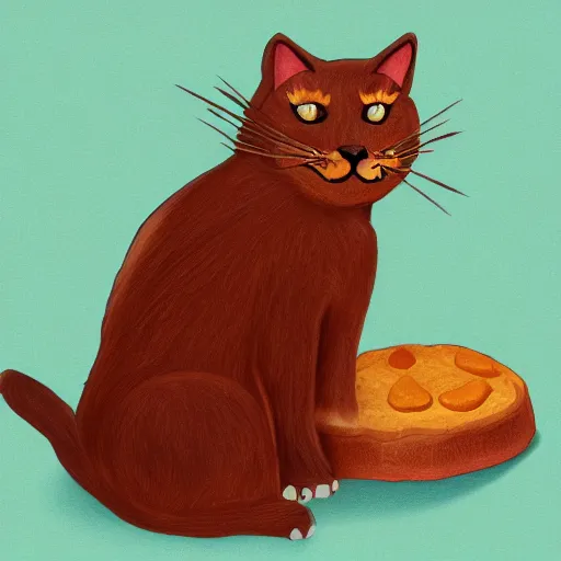 Prompt: a cat mixed with a bread, digital artwork