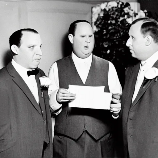 Prompt: The Three Stooges officiate a wedding.
