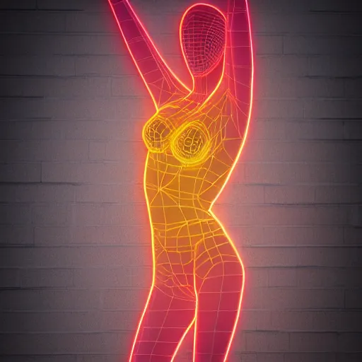 Prompt: 3 d neon art of a womens body, hyper detailed, 3 d render