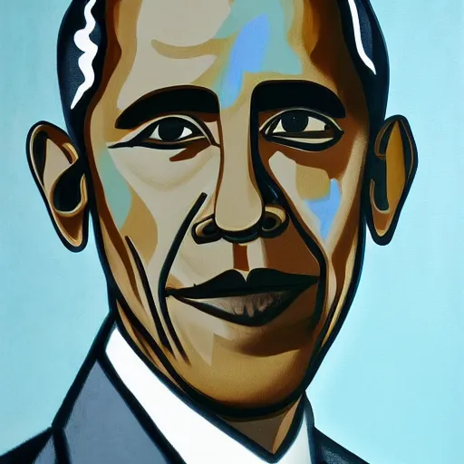 Prompt: barack obama painted by picasso