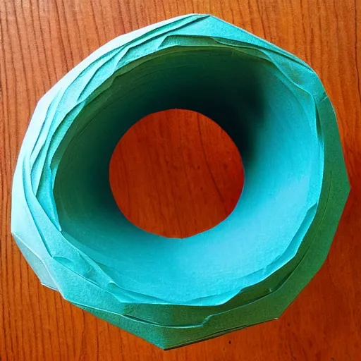 Image similar to a torus made of paper. a torus with the texture of paper. paper in the shape of a torus.