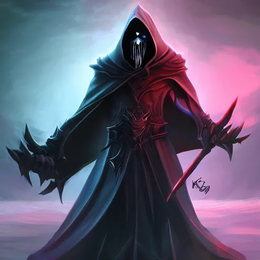 Image similar to Splash art of Grim Reaper Karthus from League of Legends